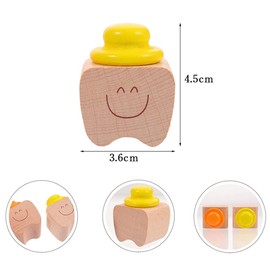 Samcos Baby Teeth Case, Wooden Baby Teeth Holder, Compact Baby Tooth Storage Case for Kids Teeth Storage Keepsake Baby Teeth Keepsake (Yellow)