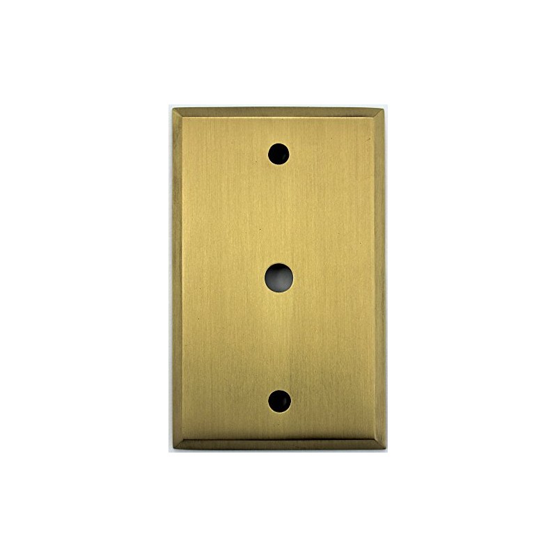 Antique Brass 1 Gang Cable and Coaxial Wall Plate 3/8