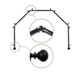 13/16" Nathan 5-Sided Bay Window Curtain Rod - Black