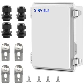 XINYIELE Waterproof Outdoor Project ABS Plastic Junction Box IP67 Weatherproof Dustproof Enclosure with Hinged Cover, Mounting Plate,Wall Brackets for Power Project (10.2"X6.3"X3.9")