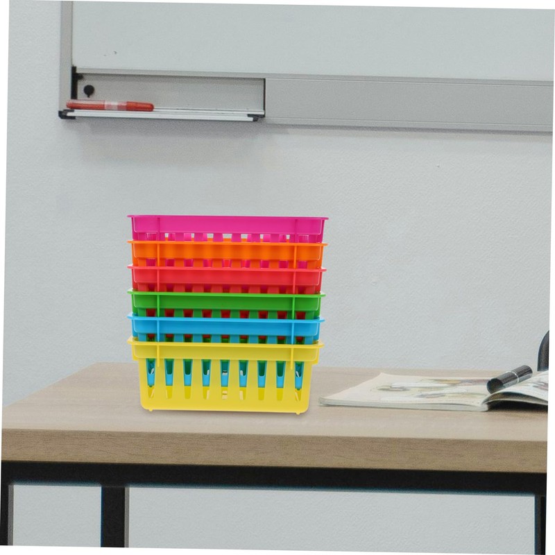 NUOBESTY 6pcs Plastic Desktop Storage Stationery Organizers Colorful Baskets for