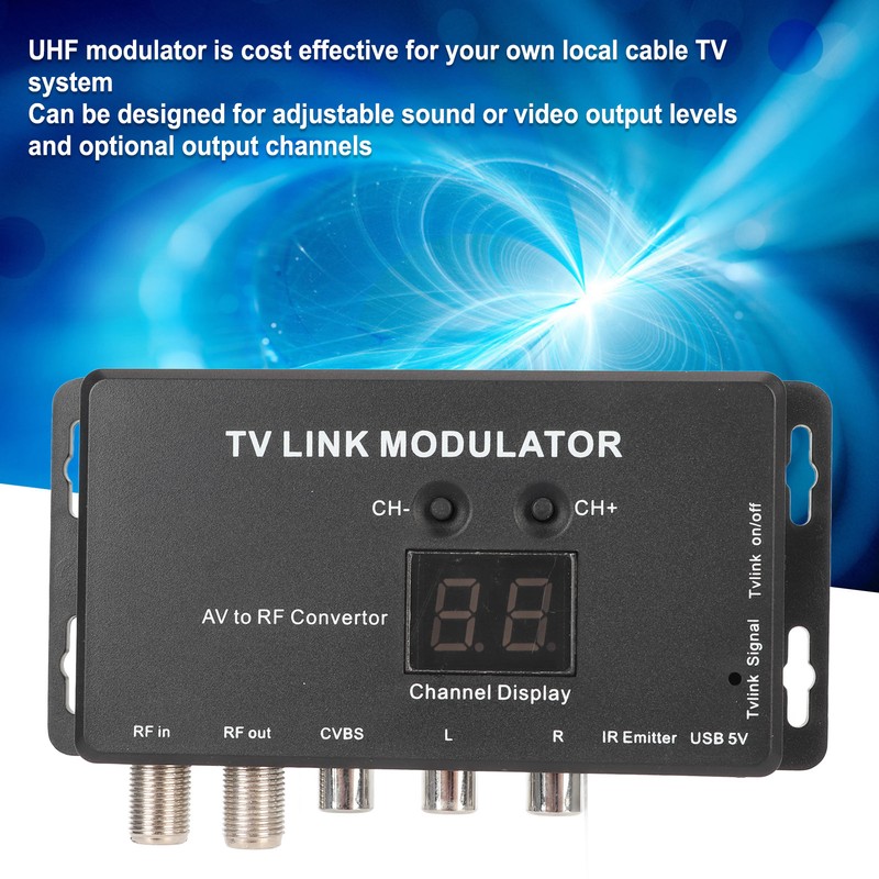 UHF Modulator TV Link Modulator 471.25‑885.25MHz Support PAL NTSC AV