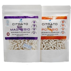 Citrato de potasio y Citrato de Magnesio bolsa con 500 cápsulas c/u.