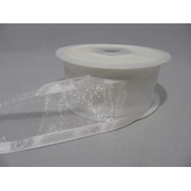 2 metres x 40mm Edged Organza Ribbon White Double Sided Satin Edge Sheer 40 mm 4cm