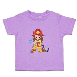 Toddler T-Shirt Firefighter Firefighter Girl Hose Professions Firefighter Cotton Hat Boy & Girl Clothes Hero Baby Funny Tee Lavender Design Only 3T