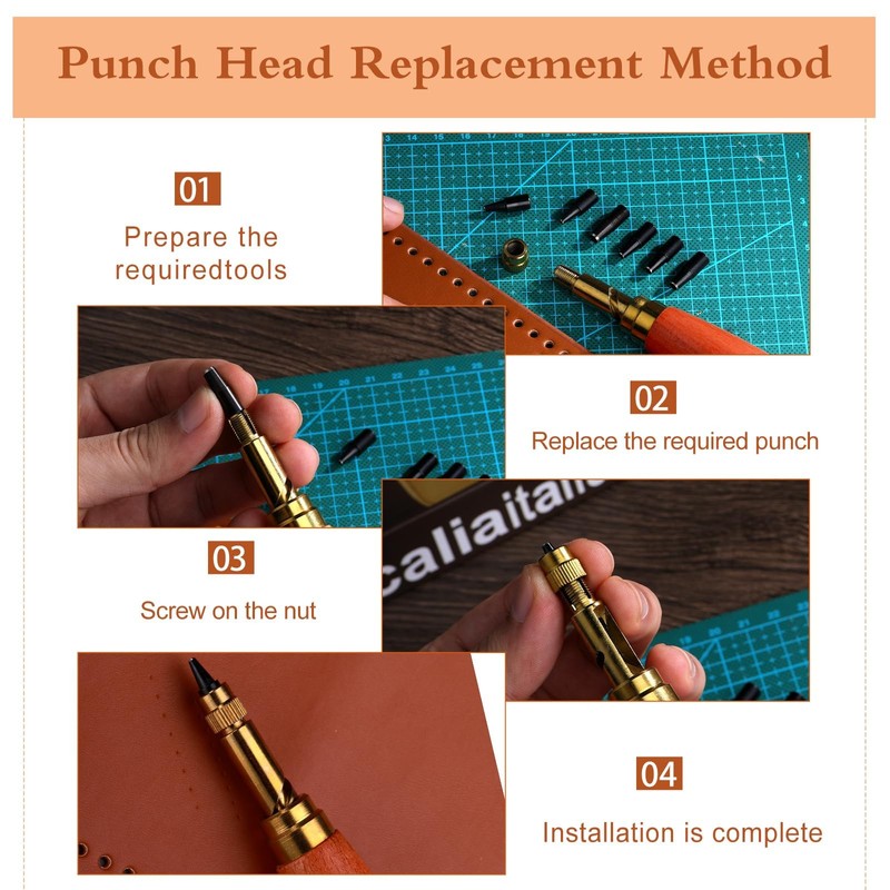Mnuizu Adjustable Japanese Screw Punch, Screw Hole Punch, 6 Tip