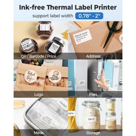 Phomemo M110 Label Printer, Portable Bluetooth Thermal Label Maker Machine for iOS And Android Phone, Barcode Printer for Clothing,Jewellery, Retail, Home, with 1 Roll 40x30mm Label