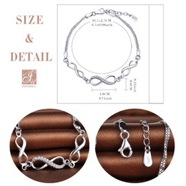 Infinite U Classic Infinity Symbol Ladies' Bracelet, 925 Sterling Silver, Cubic Zirconia Bracelet, Adjustable Charm Bracelet, Silver