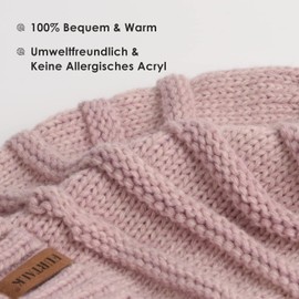 FURTALK Women's Knitted Slouch Beanie Hat, Street Style Chunky Knit Winter Hat, Classic Soft Winter Beanie - pink