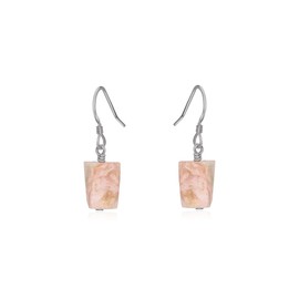 Pink Peruvian Opal Raw Nugget Earrings in Stainless Steel