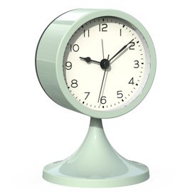 AYRELY® 3" Cute Analog Alarm Clock,Small Retro Table Clock Battery Operated,Slient Metal Desk Clock with Light for Living Room Decor,Bedroom,Bedside,Shelf（Green）