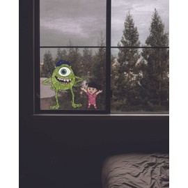 DIY Stick And Peel Vinyl Art Mike Wazowski & Boo Decor Glass Film Wall Window Decal - Waterproof Static Film Window Mural Toys Decor - Kids Room Stained Glass Monsters Inc Movie Sticker 10" x 8"