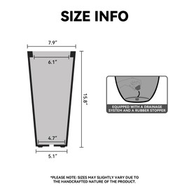 Kante Tall Concrete Planter, 15.8 Inch Height Large Flower Pot for Indoor Outdoor Plants, Suitable for Home, Patio, Garden, Porch, Black Finish with Warm Brown Interior