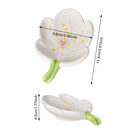 Flower Soap Dish Ceramic, Soap Dish with Drain, Creative Soaps Bar Holder, Decoration for Bathroom, Sinks, Self-Draining, Easy Cleaning, Apply for All Common Sizes Solid Soaps (Tulip, White)