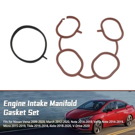MATERIG Engine Intake Manifold Gasket Set for Nissan Versa, March, Note, Micra, Tiida, Kicks, V-Drive 2009-2020 - Compatible with OEM 13259000, 14035-1KT0A, 140351HK0A & More