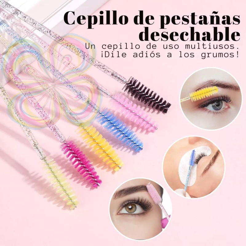 Universo en Linea 100 Cepillos Desechables Glitter Extensión De Pestañas
