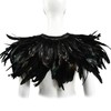 HOMELEX Gothic Black Natural Feather Cape Shawl with Choker Collar