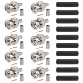 XRDS -RF RG8X BNC Male Connector 10PCS, BNC Male Crimp Connector for RG8X, LMR240, CNT240, KMR240, Mini8, and 4D-FB Coaxial Cables, Ideal for RF Applications, Antennas, and CB Radios