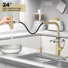 AVSIILE Brushed Gold Waterfall Kitchen Faucets with Pull Down Sprayer