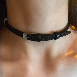 Allereya Gothic Wide Leather Collar Leather Belt Collar Black Leather Collar Adjustable Leather Collar Jewellery for Women, Zinc