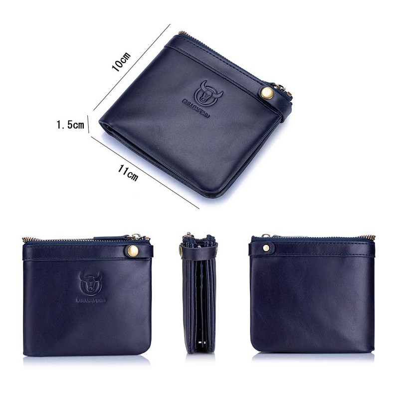 KIMINII Men's Bifold Wallet, Zipper, Business, RFID Wallet, Thin, Genuine