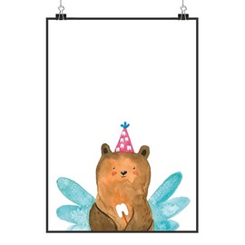 Mr. & Mrs. Panda Poster Bär Zahnfee Motiv DIN A5 - Geschenk, Designposter, Teddybär, Bild, Raumdekoration, Erster Zahn, Milchzahn, Wanddeko,