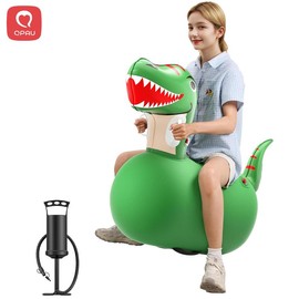 QPAU Inflatable Bouncy Dinosaur Toys 1 PC/2 PCS with Hand Pump, Heavy Duty Giant Bouncy Pal, 220lbs Load Capacity, Ride On Bouncy Animal Hopper Toy, Indoor Outdoor Bouncers for Kids Girls Boys Ages 5+ Fun - Color: 1PC