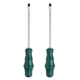 sourcing map 2pcs SL6 Flat Head Screwdriver 9.8" Magnetic Slotted Screwdrivers 5.9" CR-V with Ergonomic Handle for DIY Repairing, Green