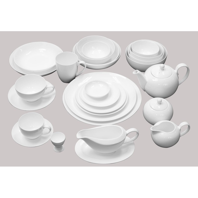 HomeVss, Bone China Coupe Shape, Elegance White Gravy Boat With