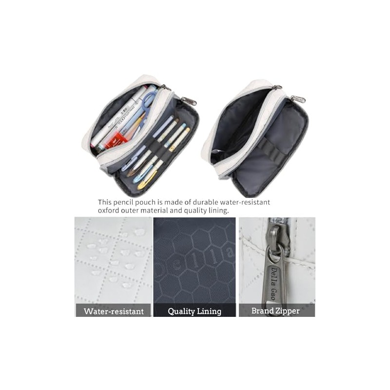 Della Gao Pencil Case 2 Compartments Large Capacity Pencil Pouch
