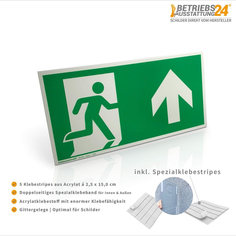 Emergency exit sign "left obliquely down" | aluminium, photoluminescent |