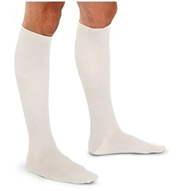 Calcetines Preven-t Caballero Algodón Control Varices, Compresión moderada 19-21 mm/Hg (Grande, Blanco)