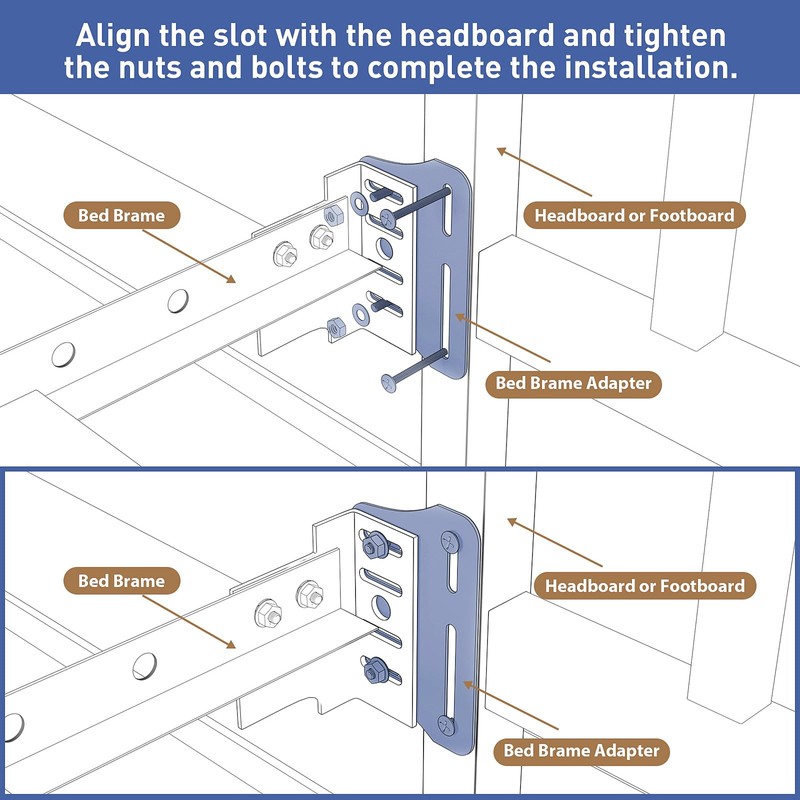 2 PCS Bed Frame Adapter for Headboard,Queen Bed Modification Plate