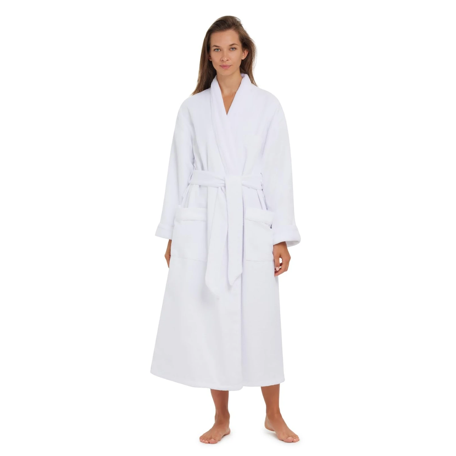 MONARCH Plush Lined Diamond Waffle Spa Robe - Hotel Bathrobe in White ...