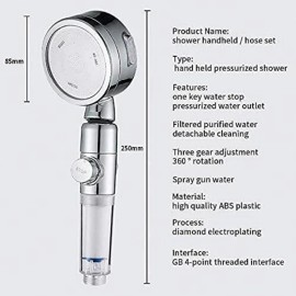 Unbranded Shower Head Filter Filtration High Pressure Water Saving 3Mode Soften&Save Water