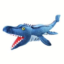 DDEMSMOE Dinosaur Hand Puppets 11.8 Inch Plush Stuffed Animals with Open Movable Mouth, Interactive Toy Storytelling Gift for Girls and Boys:_Mosasaurus