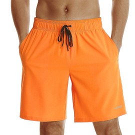 HOdo Mens Swim Trunks 9" Quick Dry Swim Shorts Bathing Suit (Large, Orange)