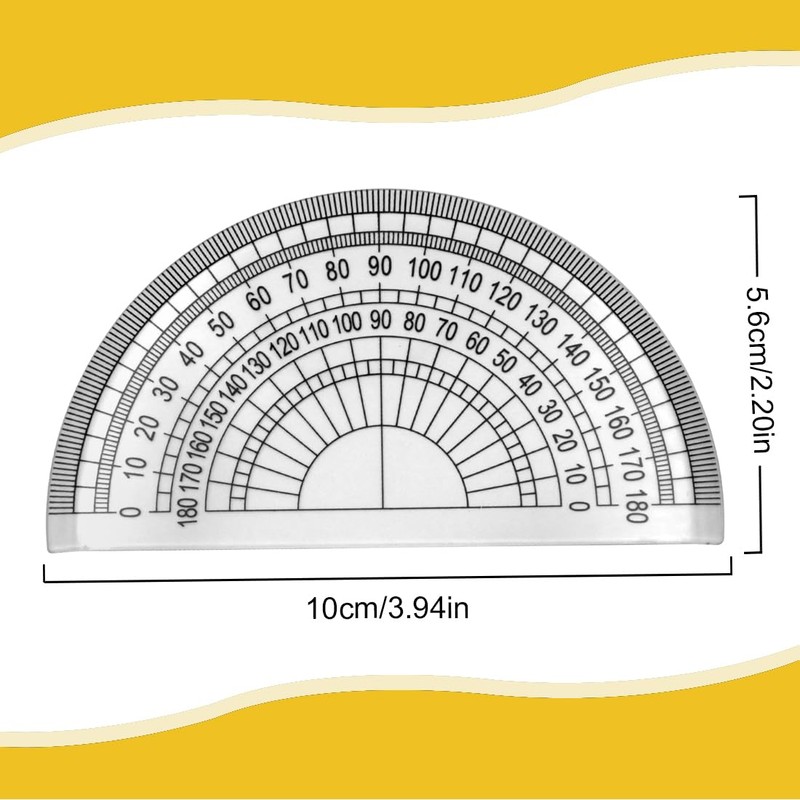 LICQIC 3Pcs Clear Plastic Protractor 180 Degrees 4 Inches for