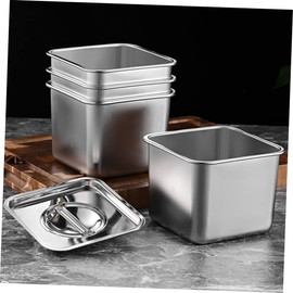 Luxshiny Condiment Organizer Stainless Steel Sugar Bowl with Lid Square Seasoning Condiment Spices Canister Salt Jar Sugar Container for Kitchen 14cm Condiment