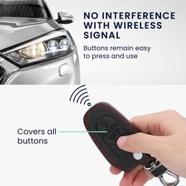 kwmobile Peugeot Citroen Car Key Cover - Heavy Duty PU Leather Protective Key Fob Cover for Peugeot Citroen 3 Button Car Key Smart Key (only Keyless Go) - Black