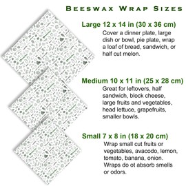 Beeswax Reusable Food Wraps | Bees Wrap in Assorted 3 Pack Reusable Organic Eco Friendly Plastic Wrap Alternative, Zero Waste Sustainable Products