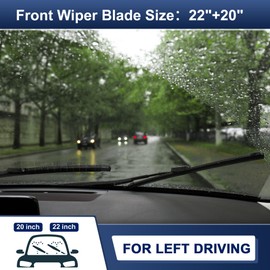 X AUTOHAUX 1 Pair 22"+20" Front Windshield Wiper Blade for Jeep Renegade 14-23 Replacement Set W/Upgraded Stability All Weather Top-Lock, Not J/U Hook