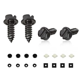 Yourkar 4 PCS Car License Plate Screw Kit, Self Mounting License Plate Screw Kit for Front and Back Plates, Rustproof Stainless Steel Car Bolts Fasteners Kit, Car Accessories (Black)