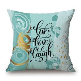 Solekla Pillow Cover Live Love Laugh Lettering Positive on Abstract Motivational and Inspirational Phrase Decorative Couch Pillow Cover for Sofa,Cotton Linen Cushion Case Outdoor Home Decoration