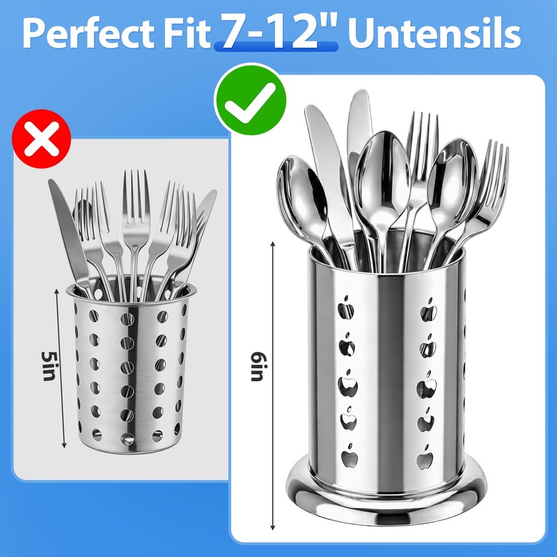 304 Stainless Steel Utensil Holder Drying Cup 2 Pack, 6