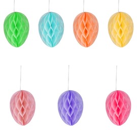 Thyonta 7PCS Easter Beehive Eggs Paper Egg Shaped Honeycomb Ball Pendant Decoration for Kindergarten Shopping Mall Window Festivals
