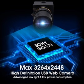 Svpro USB Webcam with Zoom 5-50mm Varifocal Lens 8MP High Definition Web Camera 3264x2448 Industrial USB Camera with Aluminum Case HD Webcam USB 2.0 UVC Camera Support OTG