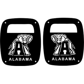 JeepTails Alabama Tail lamp Light Covers Compatible with Jeep CJ or YJ and TJ Wranglers Black Set of 2