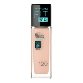 MAYBELLINE Base Maquillaje Fit Me Matte Rich Tan + Poreless 30ml, matifica y controla el brillo, tiene FPS 22