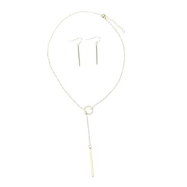 Baluue 1 Set Stainless Steel Bar Charm Necklace and Earring for Women Clavicle Chain Jewelry for Weddings Birthdays and Special Occasions